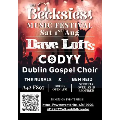 The Becksfest Music Festival 2026 ft. Dave Lofts, CODYY, Dublin Gospel Choir & More